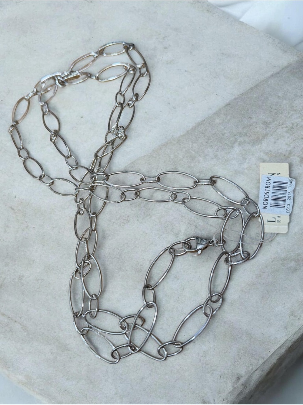 60” Lauren Ralph Lauren Silver-Tone Oval Link Chain Necklace NWT Nordstrom - Picture 6 of 7